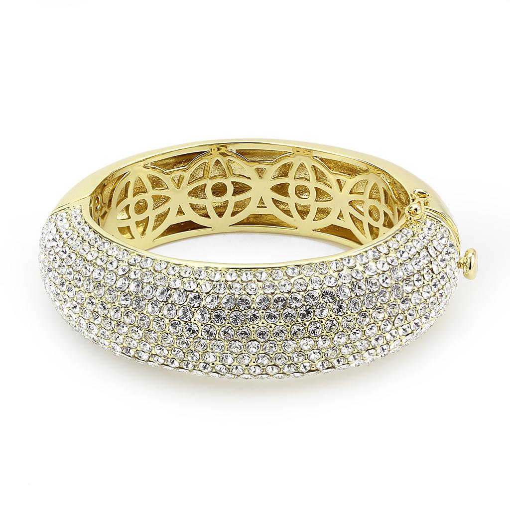 Flash Gold Brass Bangle with Top Grade Crystal  in Clear