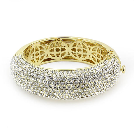 Flash Gold Brass Bangle with Top Grade Crystal  in Clear