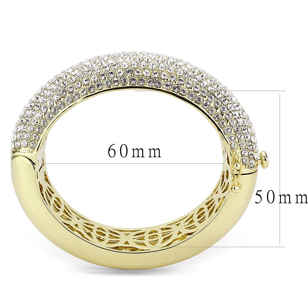 Flash Gold Brass Bangle with Top Grade Crystal  in Clear