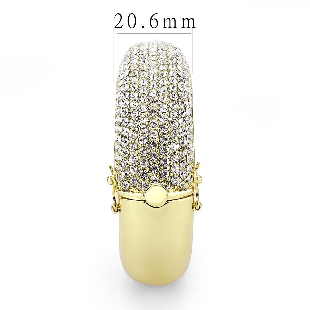 Flash Gold Brass Bangle with Top Grade Crystal  in Clear
