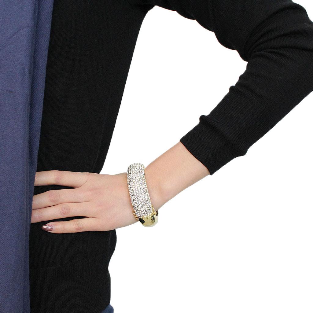 Flash Gold Brass Bangle with Top Grade Crystal  in Clear