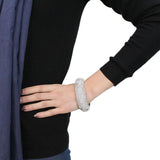 Rhodium Brass Bangle with Top Grade Crystal  in Clear