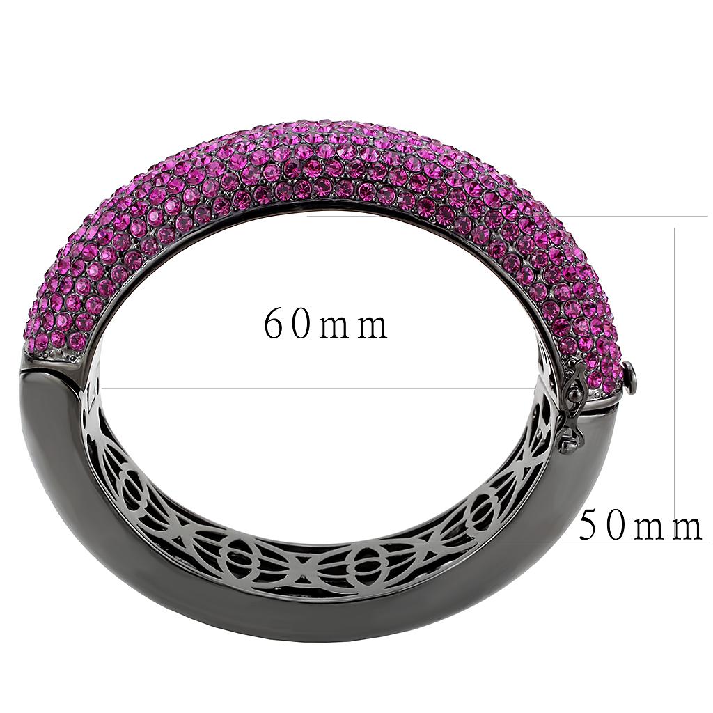 TIN Cobalt Black Brass Bangle with Top Grade Crystal  in Fuchsia