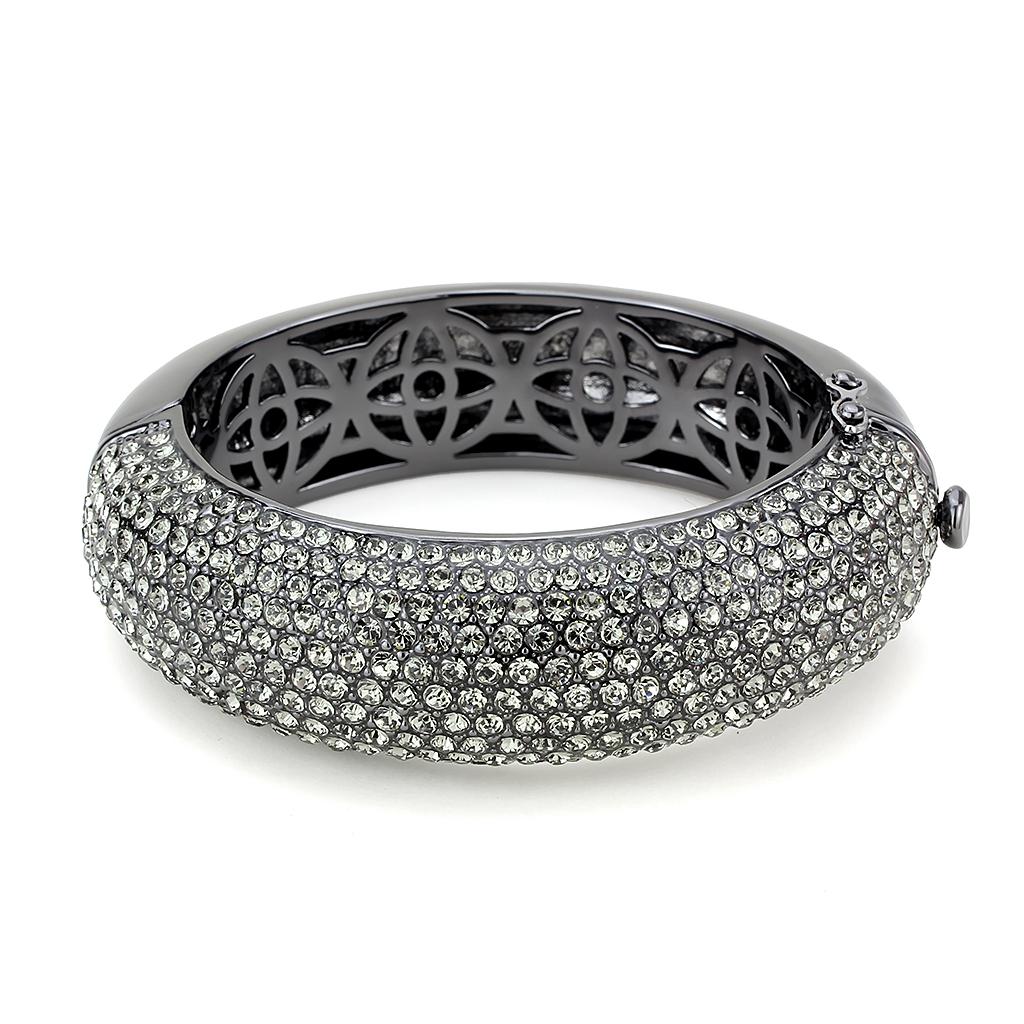 TIN Cobalt Black Brass Bangle with Top Grade Crystal  in Black Diamond