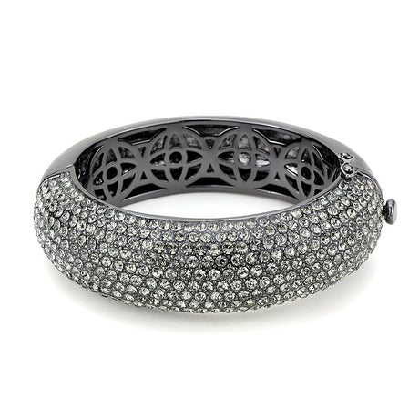 TIN Cobalt Black Brass Bangle with Top Grade Crystal  in Black Diamond