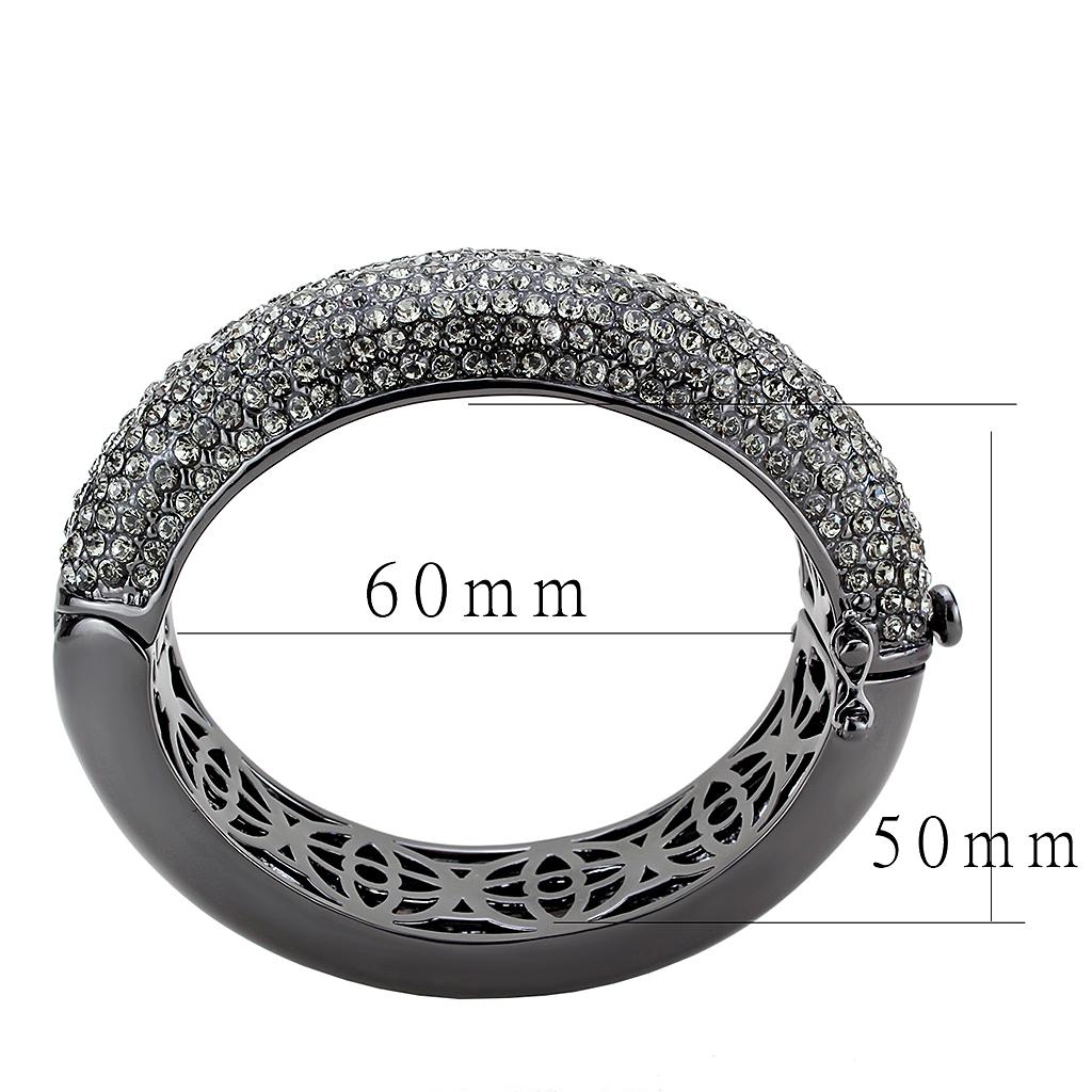 TIN Cobalt Black Brass Bangle with Top Grade Crystal  in Black Diamond