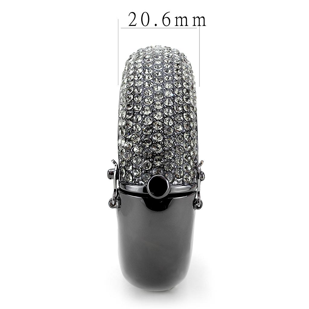 TIN Cobalt Black Brass Bangle with Top Grade Crystal  in Black Diamond