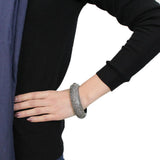 TIN Cobalt Black Brass Bangle with Top Grade Crystal  in Black Diamond