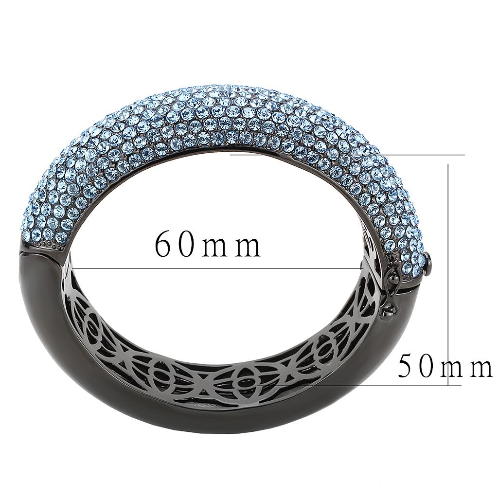 TIN Cobalt Black Brass Bangle with Top Grade Crystal  in Sea Blue