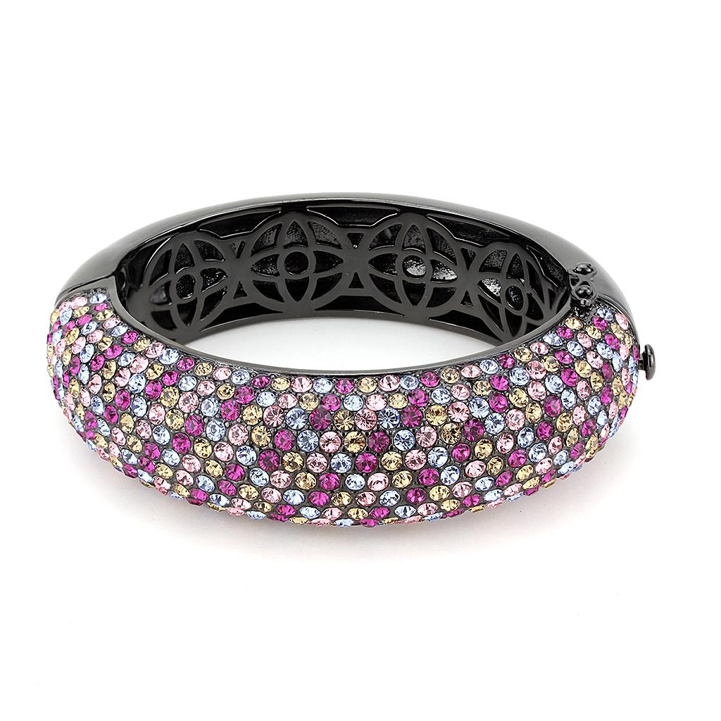 TIN Cobalt Black Brass Bangle with Top Grade Crystal  in Multi Color
