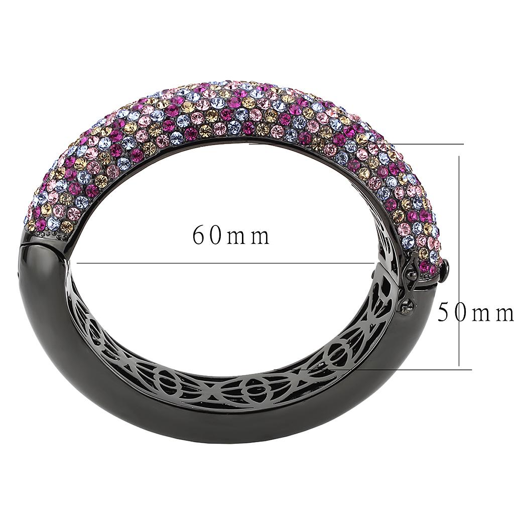 TIN Cobalt Black Brass Bangle with Top Grade Crystal  in Multi Color