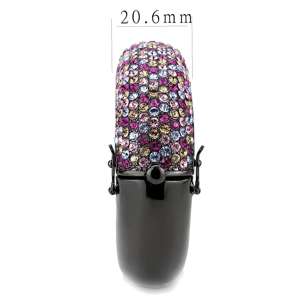 TIN Cobalt Black Brass Bangle with Top Grade Crystal  in Multi Color