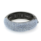 TIN Cobalt Black Brass Bangle with Top Grade Crystal  in Aquamarine