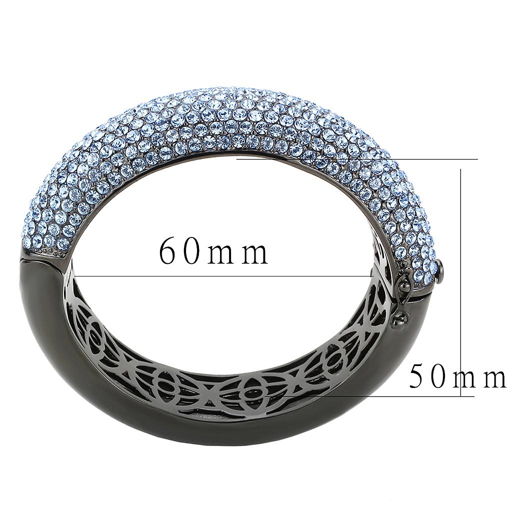 TIN Cobalt Black Brass Bangle with Top Grade Crystal  in Aquamarine