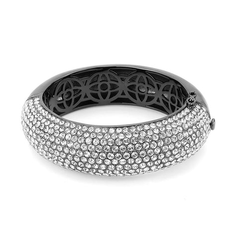 TIN Cobalt Black Brass Bangle with Top Grade Crystal  in Clear