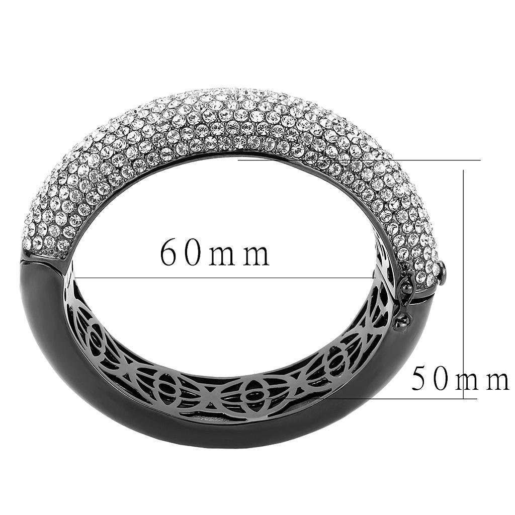 TIN Cobalt Black Brass Bangle with Top Grade Crystal  in Clear