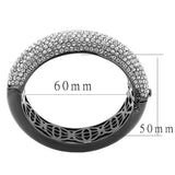 TIN Cobalt Black Brass Bangle with Top Grade Crystal  in Clear