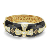 Gold Brass Bangle with Top Grade Crystal  in Clear