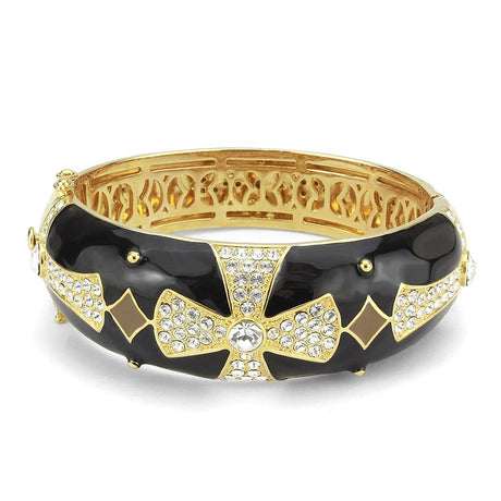 Gold Brass Bangle with Top Grade Crystal  in Clear