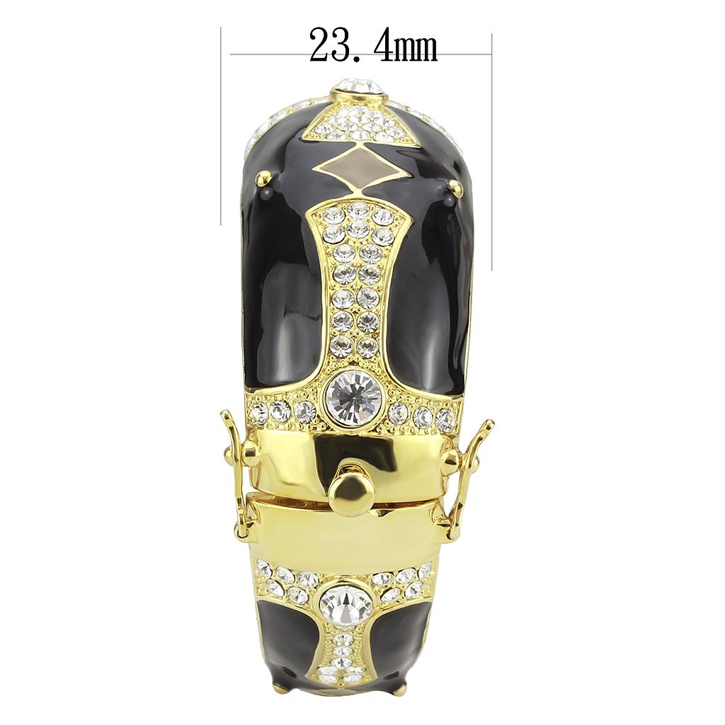 Gold Brass Bangle with Top Grade Crystal  in Clear