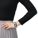 Gold Brass Bangle with Top Grade Crystal  in Clear