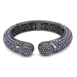TIN Cobalt Black Brass Bangle with Top Grade Crystal  in Tanzanite