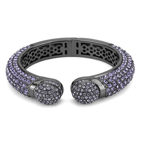 TIN Cobalt Black Brass Bangle with Top Grade Crystal  in Tanzanite