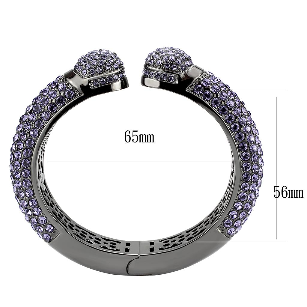 TIN Cobalt Black Brass Bangle with Top Grade Crystal  in Tanzanite