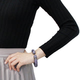 TIN Cobalt Black Brass Bangle with Top Grade Crystal  in Tanzanite