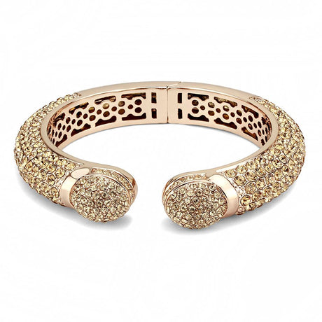 Flash Rose Gold Brass Bangle with Top Grade Crystal  in Smoked Quartz