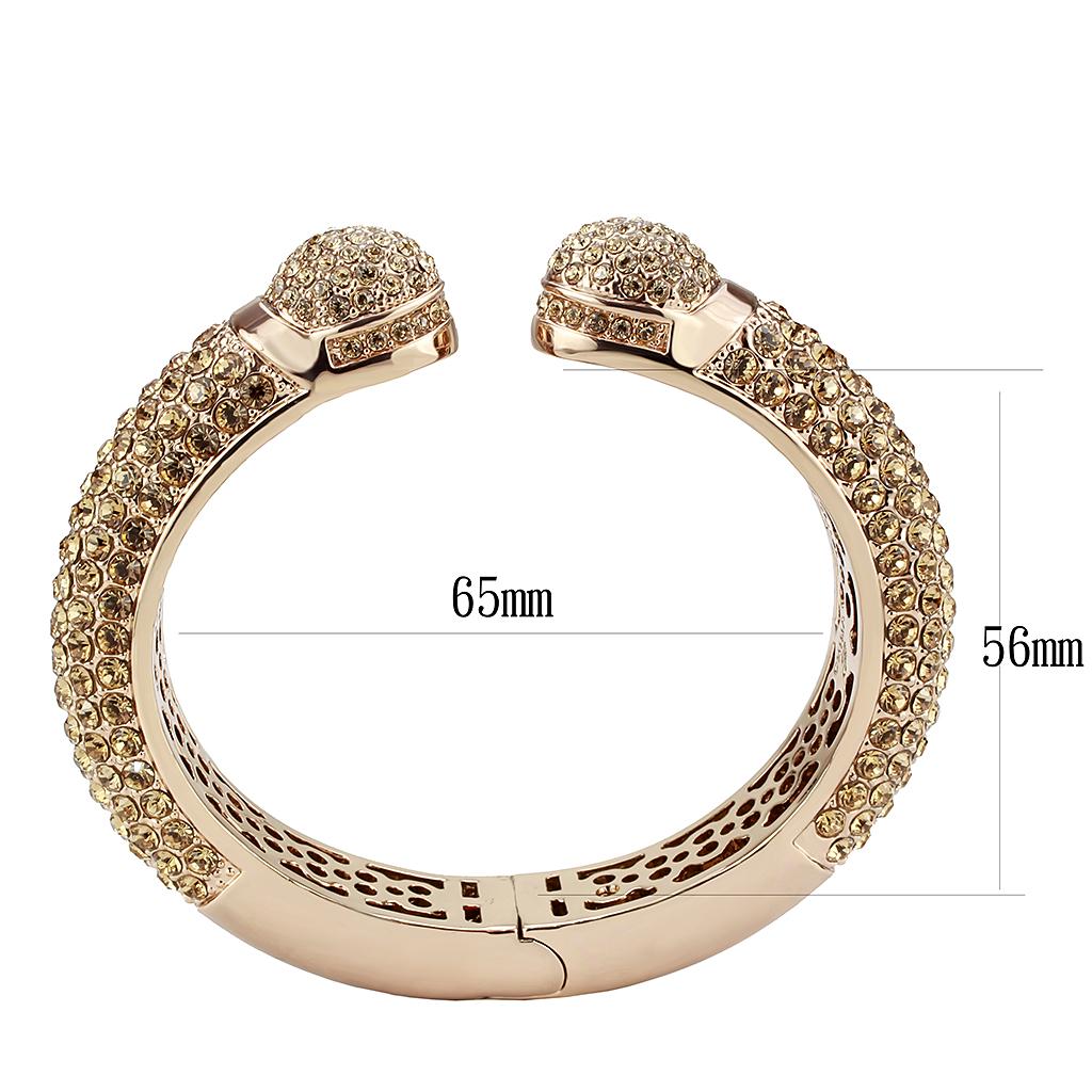 Flash Rose Gold Brass Bangle with Top Grade Crystal  in Smoked Quartz