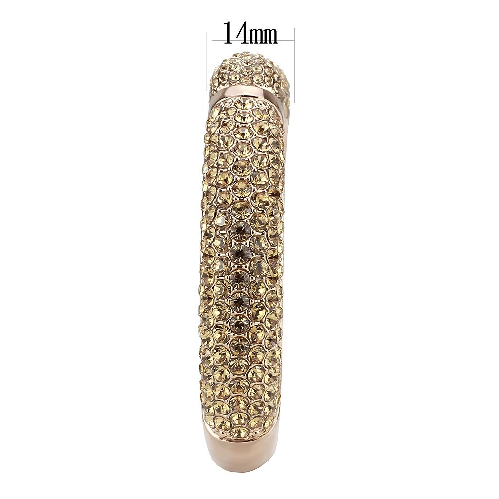 Flash Rose Gold Brass Bangle with Top Grade Crystal  in Smoked Quartz