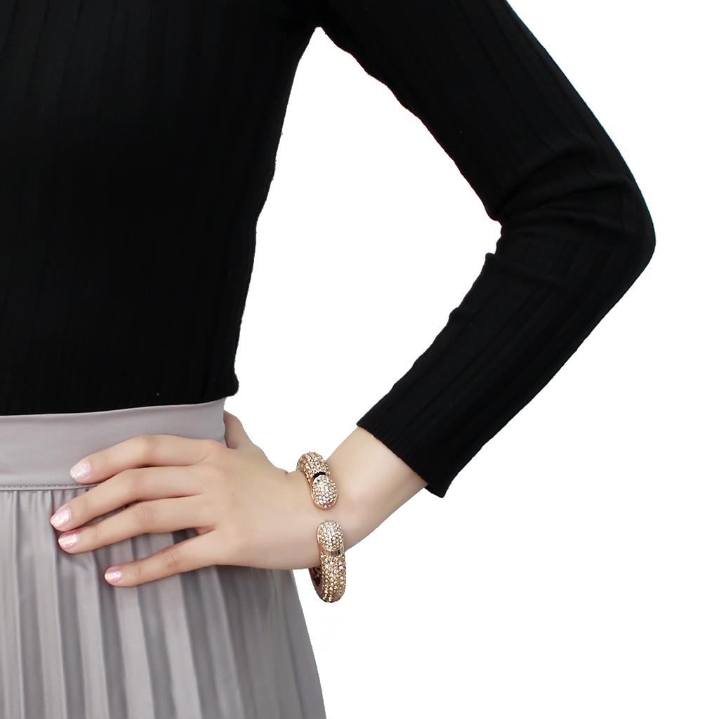 Flash Rose Gold Brass Bangle with Top Grade Crystal  in Smoked Quartz