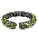 TIN Cobalt Black Brass Bangle with Top Grade Crystal  in Peridot