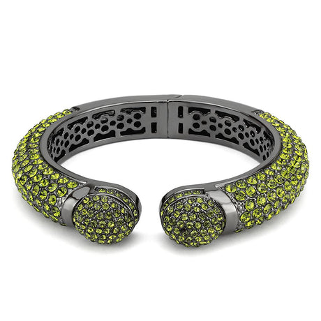TIN Cobalt Black Brass Bangle with Top Grade Crystal  in Peridot