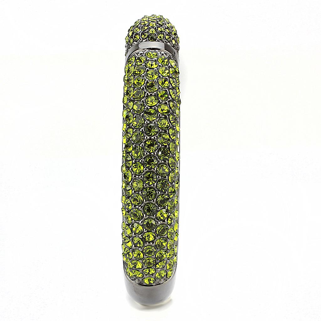 TIN Cobalt Black Brass Bangle with Top Grade Crystal  in Peridot