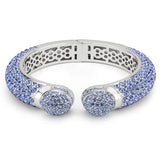 Rhodium Brass Bangle with Top Grade Crystal  in Light Sapphire
