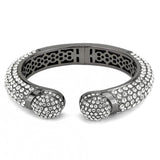Ruthenium Brass Bangle with Top Grade Crystal  in Clear