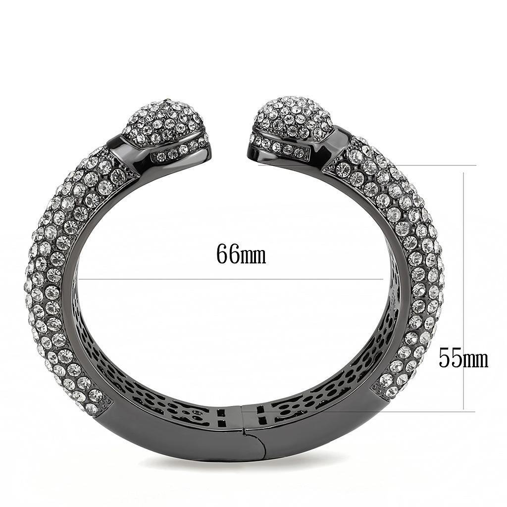 Ruthenium Brass Bangle with Top Grade Crystal  in Clear