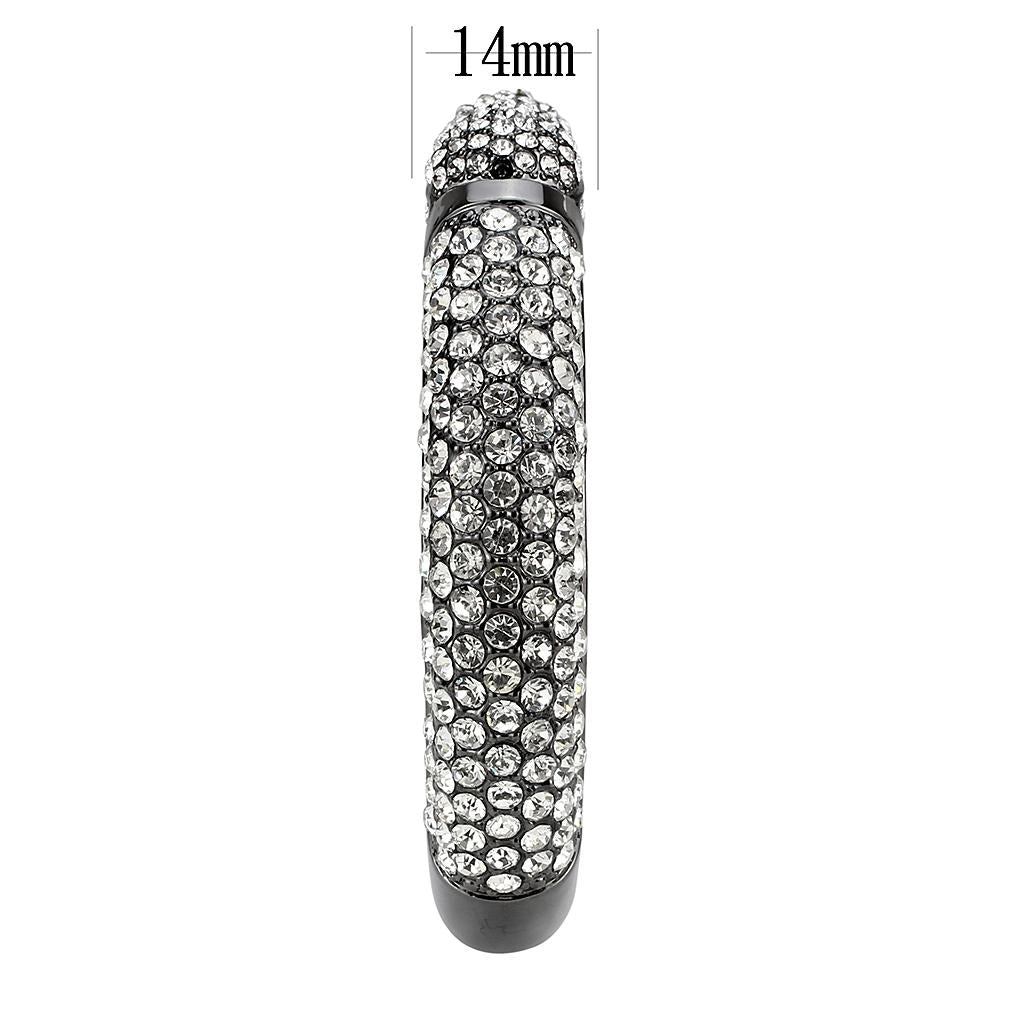 Ruthenium Brass Bangle with Top Grade Crystal  in Clear
