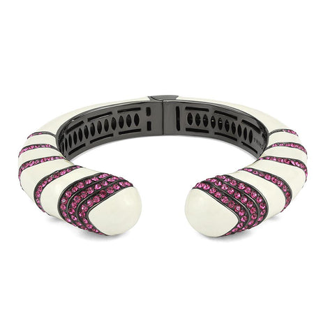 TIN Cobalt Black Brass Bangle with Top Grade Crystal  in Fuchsia