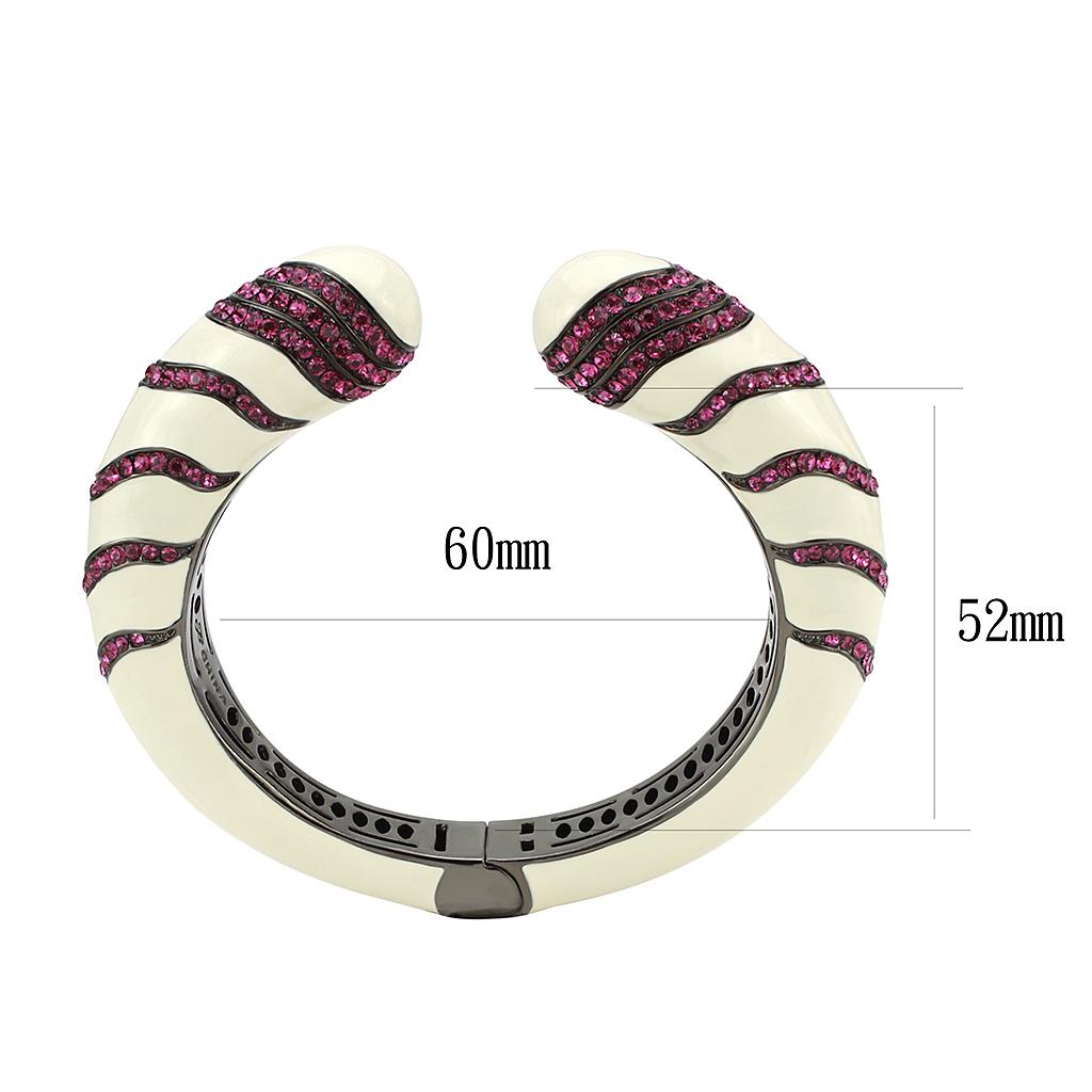 TIN Cobalt Black Brass Bangle with Top Grade Crystal  in Fuchsia