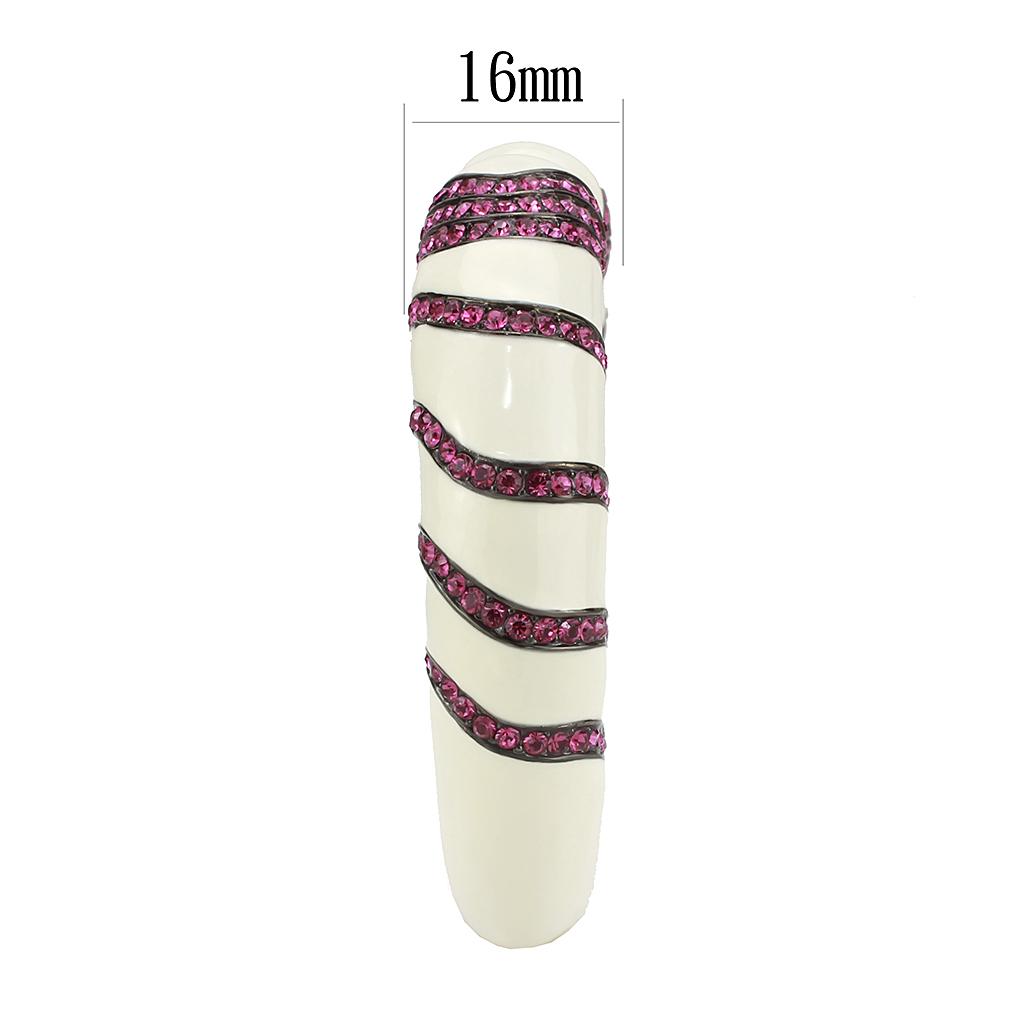 TIN Cobalt Black Brass Bangle with Top Grade Crystal  in Fuchsia