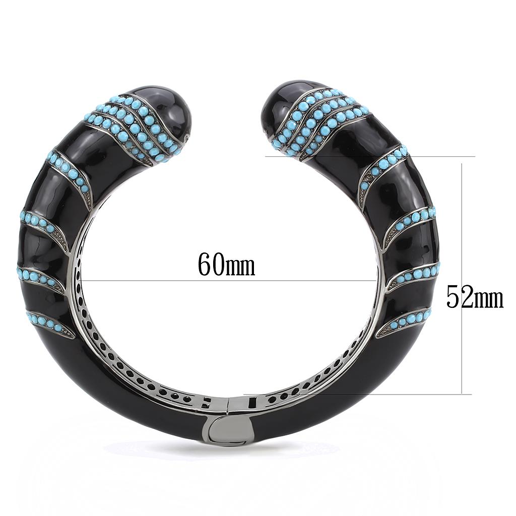 TIN Cobalt Black Brass Bangle with Top Grade Crystal  in Turquoise
