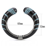 TIN Cobalt Black Brass Bangle with Top Grade Crystal  in Turquoise