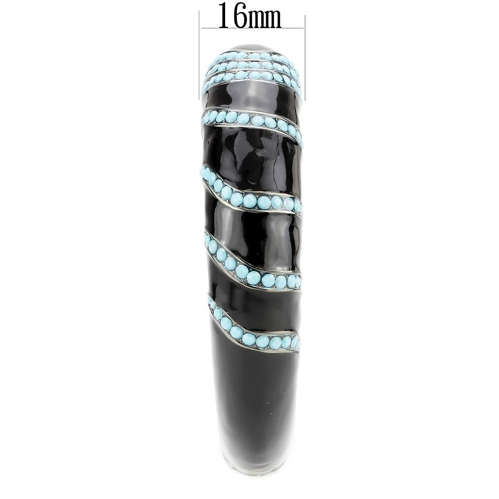 TIN Cobalt Black Brass Bangle with Top Grade Crystal  in Turquoise