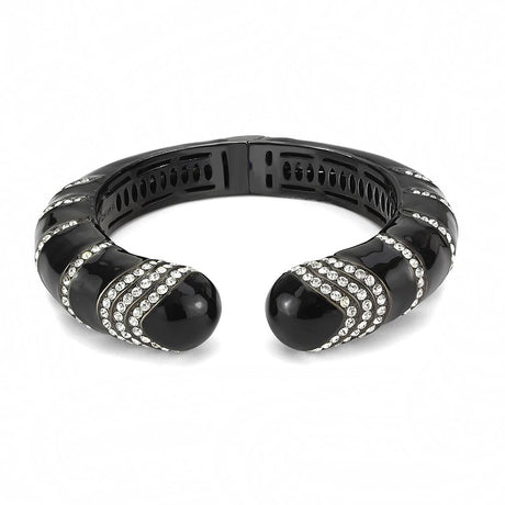 TIN Cobalt Black Brass Bangle with Top Grade Crystal  in Clear