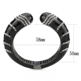 TIN Cobalt Black Brass Bangle with Top Grade Crystal  in Clear