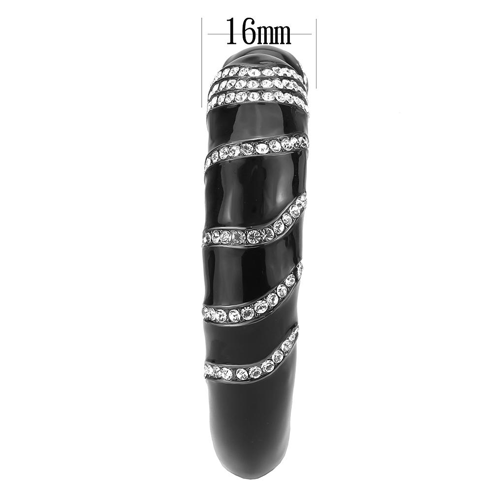 TIN Cobalt Black Brass Bangle with Top Grade Crystal  in Clear