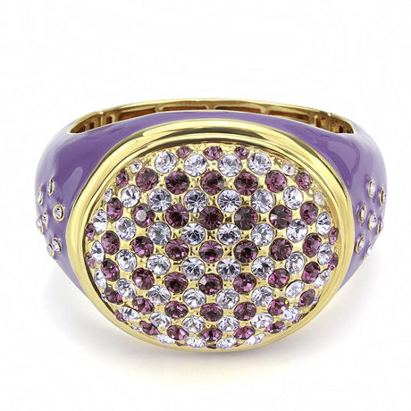 Gold Brass Bangle with Top Grade Crystal  in Amethyst